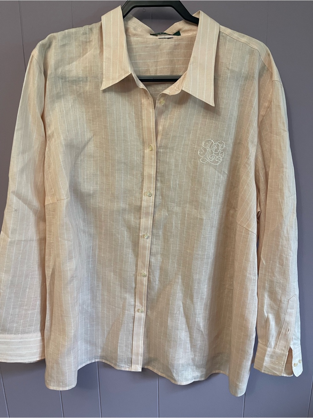 Light pink Lauren womens Button-Up Shirt. Pristine condition ships immediately